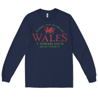 Navy Rugby Welsh Gift Red Dragon Flag of Wales Long Sleeve Tee - trangStudio