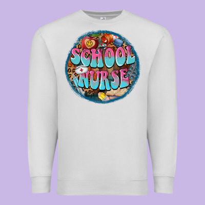 Western Groovy School Nurse Premium Sweatshirt Designed By Barkaloodesign