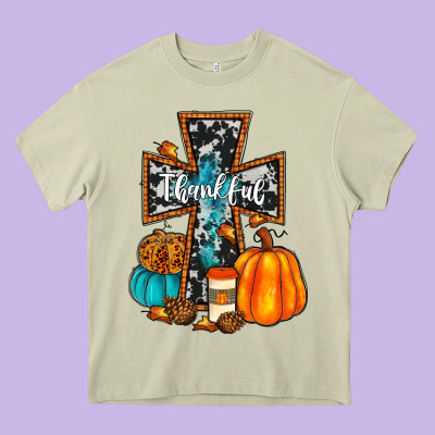 Thankful Cross Heavy Core Tee Designed By Jahusdesignshop