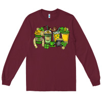 Burgundy St. Patrick's Day coffee cups Long Sleeve Tee - HowdyJamesFarm