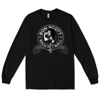 Black Bon Scott Rock n' Roll Lion Shield Long Sleeve Tee - trangStudio