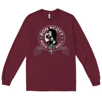 Burgundy Bon Scott Rock n' Roll Lion Shield Long Sleeve Tee - trangStudio