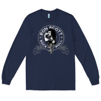 Navy Bon Scott Rock n' Roll Lion Shield Long Sleeve Tee - trangStudio