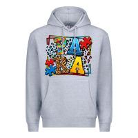 Heather Grey autism leopard frame para Premium Hoodie - LillyAllenDesigns