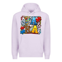 Lilac autism leopard frame para Premium Hoodie - LillyAllenDesigns