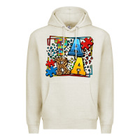Oatmeal Heather autism leopard frame para Premium Hoodie - LillyAllenDesigns