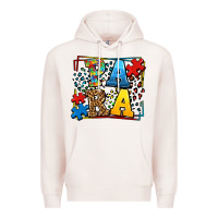 Pale Pink autism leopard frame para Premium Hoodie - LillyAllenDesigns