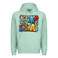 Seafoam autism leopard frame para Premium Hoodie - LillyAllenDesigns