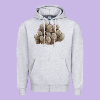 Brown Flowered Cactus Zipper Hoodie Designed By Lillyallendesigns