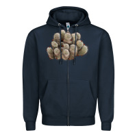 Navy brown flowered cactus Zipper Hoodie - LillyAllenDesigns