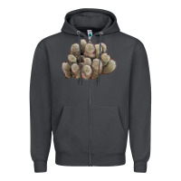 Smoke brown flowered cactus Zipper Hoodie - LillyAllenDesigns