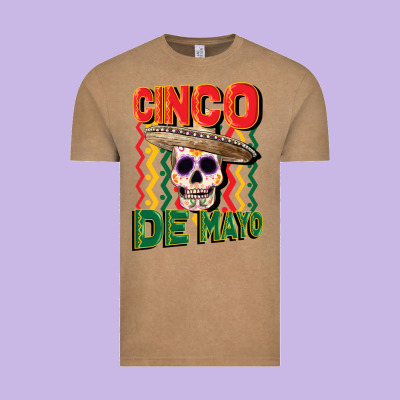 Cinco De Mayo With Skull Vintage Tee Designed By Cowgirlartshop