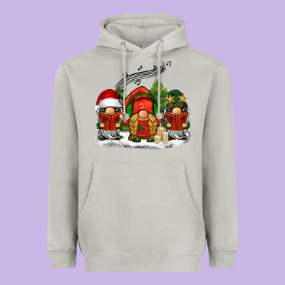 Christmas Choir Gnomes Heavyweight Hoodie Designed By Barkaloodesign