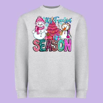 It's Freezin Season Heavyweight Sweatshirt Designed By Cowhidedigitalart