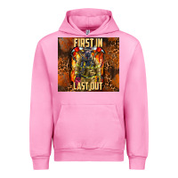Fuchsia Pink first in last out firefighter Urban Hoodie - AdoDesignShop