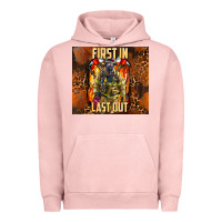 Pigment Salmon first in last out firefighter Urban Hoodie - AdoDesignShop