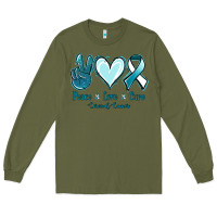 Army Green Peace Love Cure Cervical Cancer Long Sleeve Tee - Jasminsmagicworld