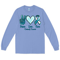Colony Blue Peace Love Cure Cervical Cancer Long Sleeve Tee - Jasminsmagicworld