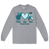 Heather Grey Peace Love Cure Cervical Cancer Long Sleeve Tee - Jasminsmagicworld