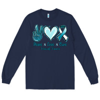 Navy Peace Love Cure Cervical Cancer Long Sleeve Tee - Jasminsmagicworld