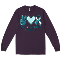 Plum Peace Love Cure Cervical Cancer Long Sleeve Tee - Jasminsmagicworld