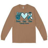 Toasted Coconut Peace Love Cure Cervical Cancer Long Sleeve Tee - Jasminsmagicworld