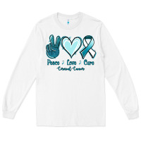 White Peace Love Cure Cervical Cancer Long Sleeve Tee - Jasminsmagicworld