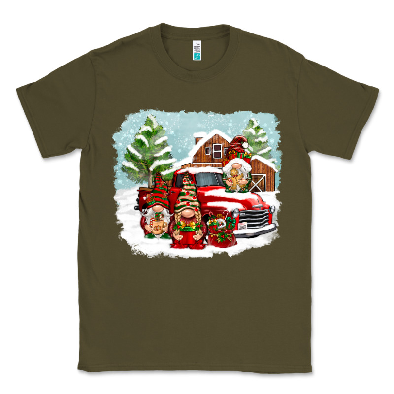 Christmas Gnomes With Red Truck Classic Tee by NancyCooperArtShop | Teevron
