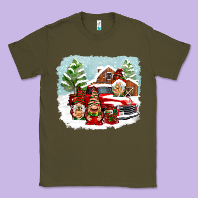 Christmas Gnomes With Red Truck Classic Tee Designed By Nancycooperartshop
