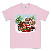 Bubblegum Pink Christmas gnomes with red truck Classic Tee - NancyCooperArtShop