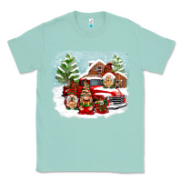 Seafoam Christmas gnomes with red truck Classic Tee - NancyCooperArtShop