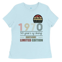 Baby Blue Vintage 1970 Limited Edition 50 Years Of Being Awe Ladies Tee - Bettercallsaul