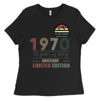 Black Vintage 1970 Limited Edition 50 Years Of Being Awe Ladies Tee - Bettercallsaul