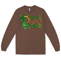 Chestnut St. Patrick's Happy Pat T-Rex Day with rainbow Long Sleeve Tee - HowdyJamesFarm