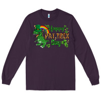 Plum St. Patrick's Happy Pat T-Rex Day with rainbow Long Sleeve Tee - HowdyJamesFarm