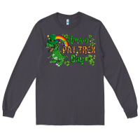 Smoke St. Patrick's Happy Pat T-Rex Day with rainbow Long Sleeve Tee - HowdyJamesFarm