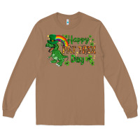 Toasted Coconut St. Patrick's Happy Pat T-Rex Day with rainbow Long Sleeve Tee - HowdyJamesFarm