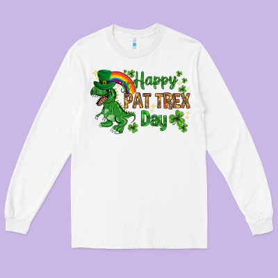 St. Patrick's Happy Pat T-rex Day With Rainbow Long Sleeve Tee Designed By Howdyjamesfarm