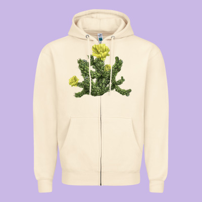 Whipple Cholla Cactus Zipper Hoodie Designed By Lillyallendesigns