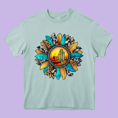 Sunset Sunflower Heavy Core Tee Designed By Jahusdesignshop