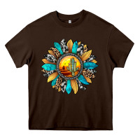 Chocolate Brown sunset sunflower Heavy Core Tee - JahusDesignShop