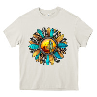 Cream sunset sunflower Heavy Core Tee - JahusDesignShop