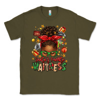 Army Green santa's favorite waitress messy bun Classic Tee - texasbilliewilder