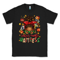 Black santa's favorite waitress messy bun Classic Tee - texasbilliewilder