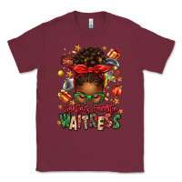 Burgundy santa's favorite waitress messy bun Classic Tee - texasbilliewilder