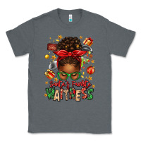 Charcoal Heather santa's favorite waitress messy bun Classic Tee - texasbilliewilder
