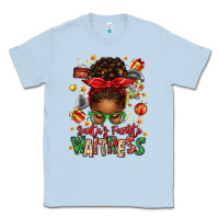Dusty Blue santa's favorite waitress messy bun Classic Tee - texasbilliewilder