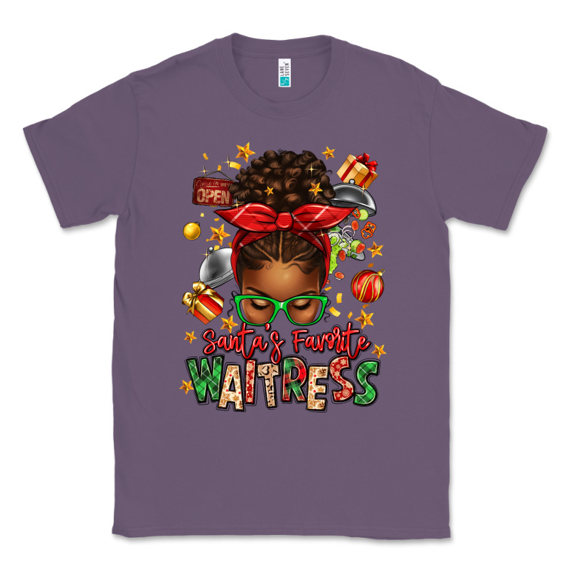 Santa's Favorite Waitress Messy Bun Classic Tee by texasbilliewilder | Teevron