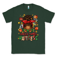 Sports Green santa's favorite waitress messy bun Classic Tee - texasbilliewilder