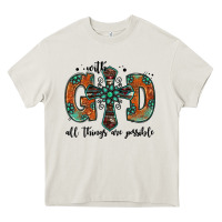 Cream with god all things are possible gemstone cross Heavy Core Tee - Jasminsmagicworld